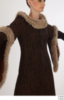  Photos Woman in Historical Dress 33 15th century Medieval Clothing brown dress with fur upper body 0010.jpg